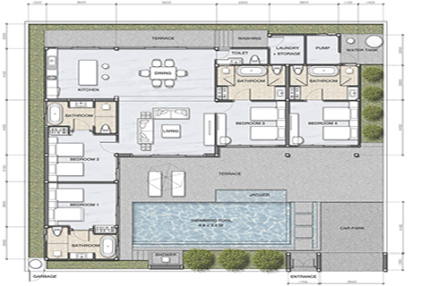 Floor Plan : 2 Bedrooms Pool Villa Phuket : Gold Chariot Private Pool Villa Phuket, Cherngtalay, Talang, Phuket,